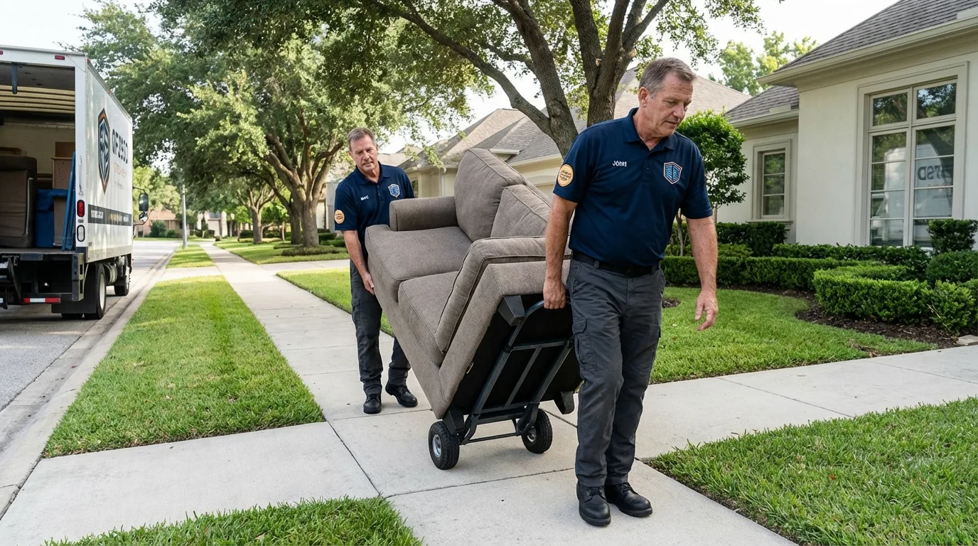 Local residential moving crew loading furniture in Frankfort, OH